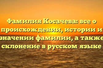 Фамилия Косачева: все о происхождении, истории и значении фамилии, а также склонение в русском языке Фамилия Косачева: все о происхождении, истории и значении фамилии, а также склонение в русском языке