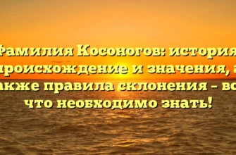 Фамилия Косоногов: история, происхождение и значения, а также правила склонения – все, что необходимо знать! Фамилия Косоногов: история, происхождение и значения, а также правила склонения – все, что необходимо знать!