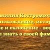 Фамилия Костромичев: происхождение, история, значение и склонение – все, что вы хотели знать о своей фамилии!