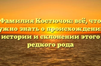 Фамилия Костючок: всё, что нужно знать о происхождении, истории и склонении этого редкого рода Фамилия Костючок: всё, что нужно знать о происхождении, истории и склонении этого редкого рода