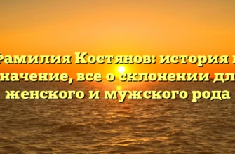Фамилия Костянов: история и значение, все о склонении для женского и мужского рода Фамилия Костянов: история и значение, все о склонении для женского и мужского рода