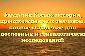 Фамилия Косых: история, происхождение и значение, полное склонение для родословных и генеалогических исследований Фамилия Косых: история, происхождение и значение, полное склонение для родословных и генеалогических исследований