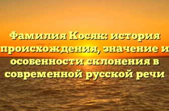 Фамилия Косяк: история происхождения, значение и особенности склонения в современной русской речи Фамилия Косяк: история происхождения, значение и особенности склонения в современной русской речи