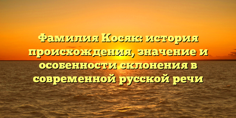 Фамилия Косяк: история происхождения, значение и особенности склонения в современной русской речи