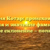 Фамилия Котар: происхождение, история и значение фамилии, а также ее склонение — полный гид