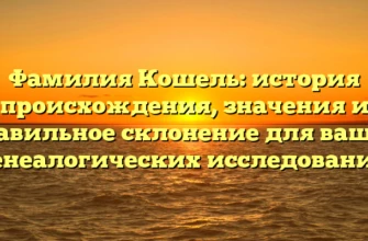 Фамилия Кошель: история происхождения, значения и правильное склонение для ваших генеалогических исследований Фамилия Кошель: история происхождения, значения и правильное склонение для ваших генеалогических исследований