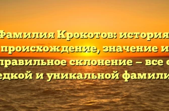 Фамилия Крокотов: история, происхождение, значение и правильное склонение — все о редкой и уникальной фамилии Фамилия Крокотов: история, происхождение, значение и правильное склонение — все о редкой и уникальной фамилии