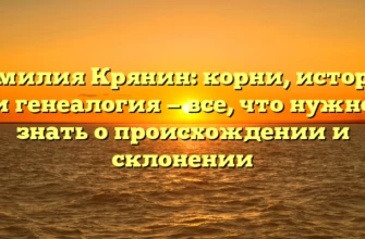 Фамилия Крянин: корни, история и генеалогия — все, что нужно знать о происхождении и склонении Фамилия Крянин: корни, история и генеалогия — все, что нужно знать о происхождении и склонении