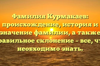 Фамилия Курмакаев: происхождение, история и значение фамилии, а также правильное склонение – все, что необходимо знать. Фамилия Курмакаев: происхождение, история и значение фамилии, а также правильное склонение – все, что необходимо знать.