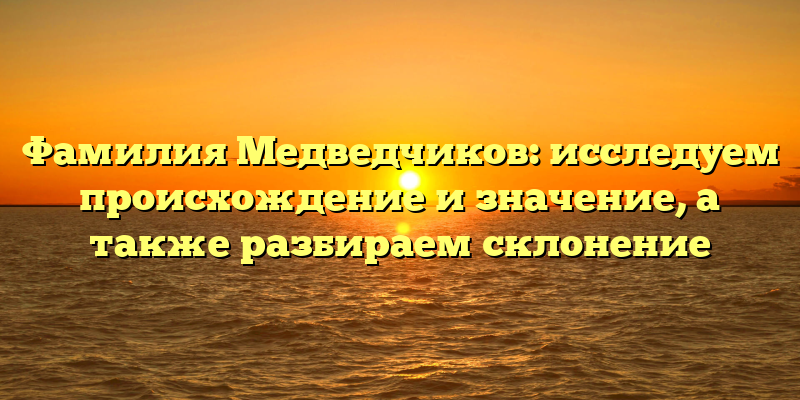 Фамилия Медведчиков: исследуем происхождение и значение, а также разбираем склонение