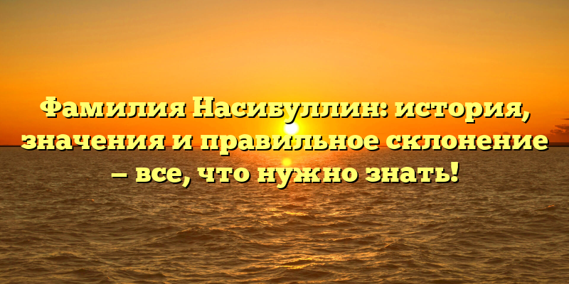 Фамилия Насибуллин: история, значения и правильное склонение — все, что нужно знать!