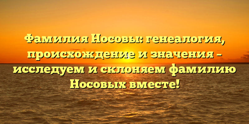 Фамилия Носовы: генеалогия, происхождение и значения – исследуем и склоняем фамилию Носовых вместе!