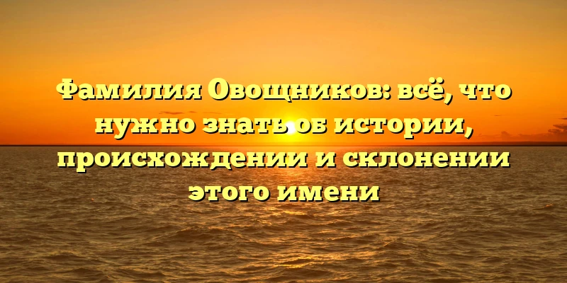 Фамилия Овощников: всё, что нужно знать об истории, происхождении и склонении этого имени Фамилия Овощников: всё, что нужно знать об истории, происхождении и склонении этого имени