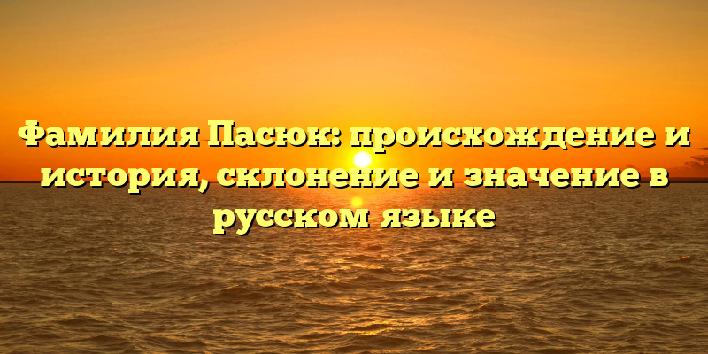 Фамилия Пасюк: происхождение и история, склонение и значение в русском языке