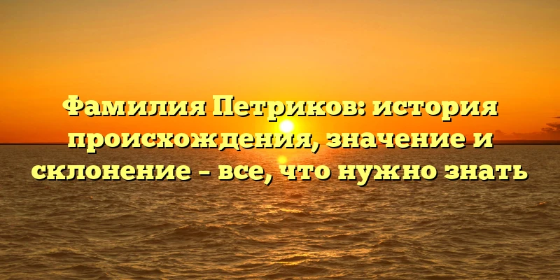 Фамилия Петриков: история происхождения, значение и склонение – все, что нужно знать Фамилия Петриков: история происхождения, значение и склонение – все, что нужно знать