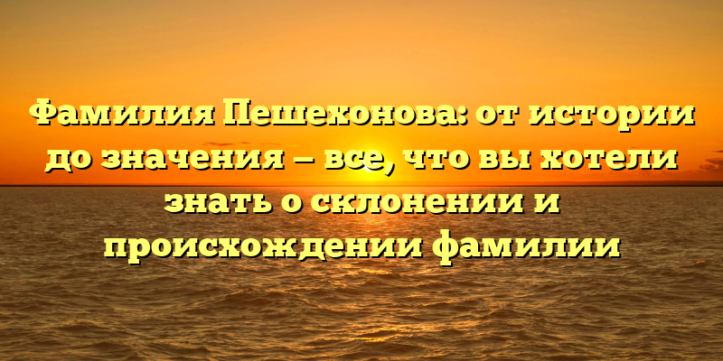 Фамилия Пешехонова: от истории до значения — все, что вы хотели знать о склонении и происхождении фамилии