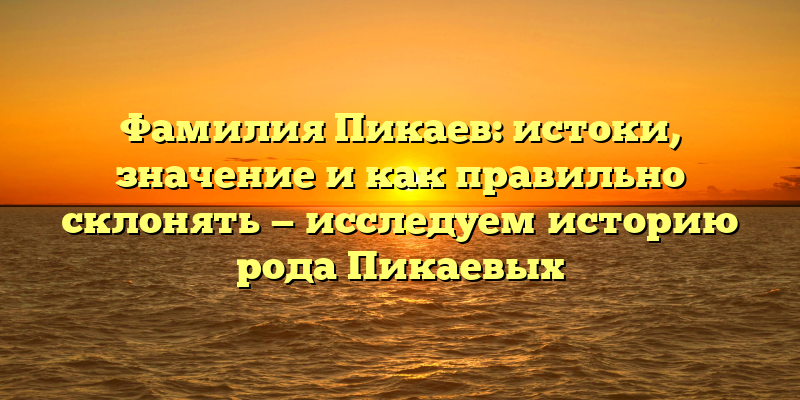Фамилия Пикаев: истоки, значение и как правильно склонять — исследуем историю рода Пикаевых