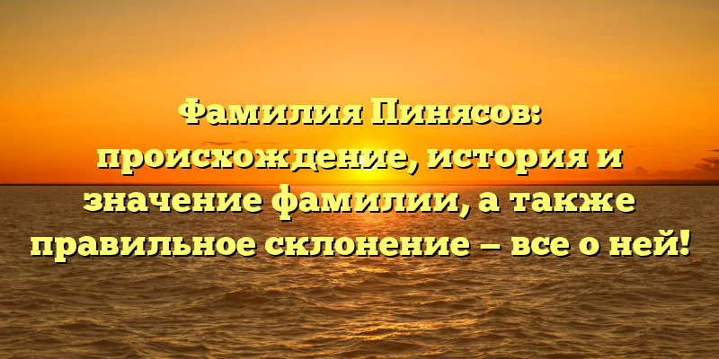 Фамилия Пинясов: происхождение, история и значение фамилии, а также правильное склонение — все о ней!