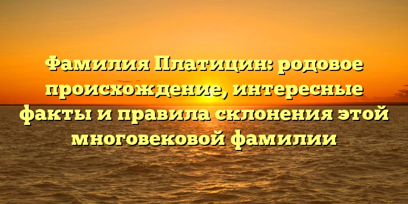 Фамилия Платицин: родовое происхождение, интересные факты и правила склонения этой многовековой фамилии Фамилия Платицин: родовое происхождение, интересные факты и правила склонения этой многовековой фамилии