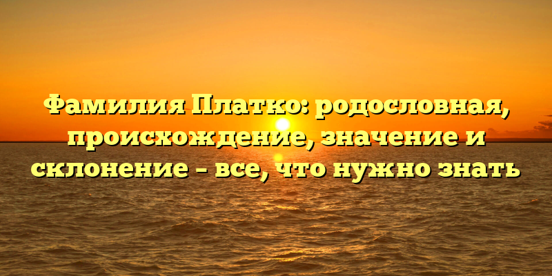 Фамилия Платко: родословная, происхождение, значение и склонение – все, что нужно знать