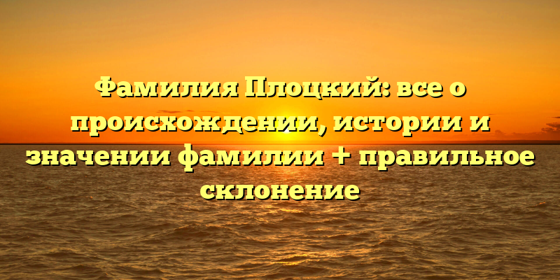 Фамилия Плоцкий: все о происхождении, истории и значении фамилии + правильное склонение