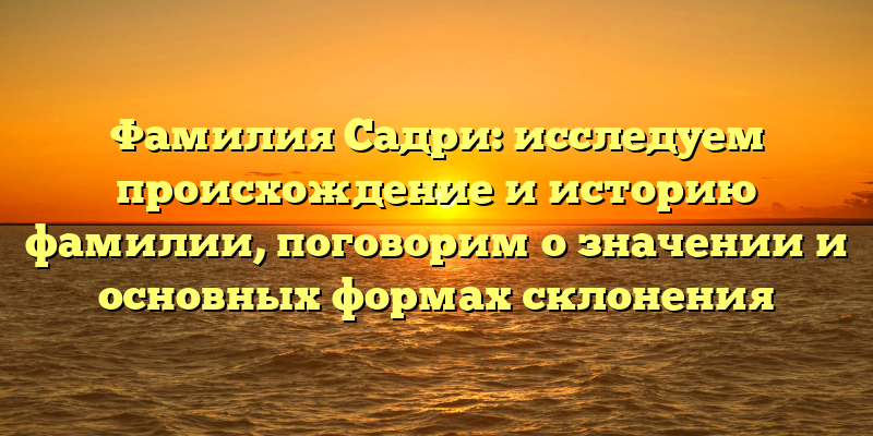 Фамилия Садри: исследуем происхождение и историю фамилии, поговорим о значении и основных формах склонения