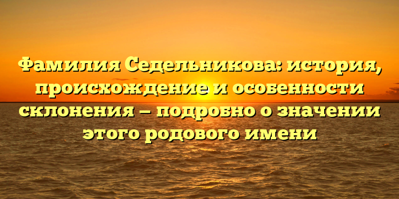 Фамилия Седельникова: история, происхождение и особенности склонения — подробно о значении этого родового имени