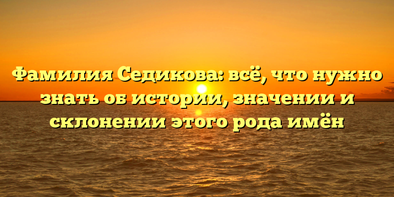 Фамилия Седикова: всё, что нужно знать об истории, значении и склонении этого рода имён