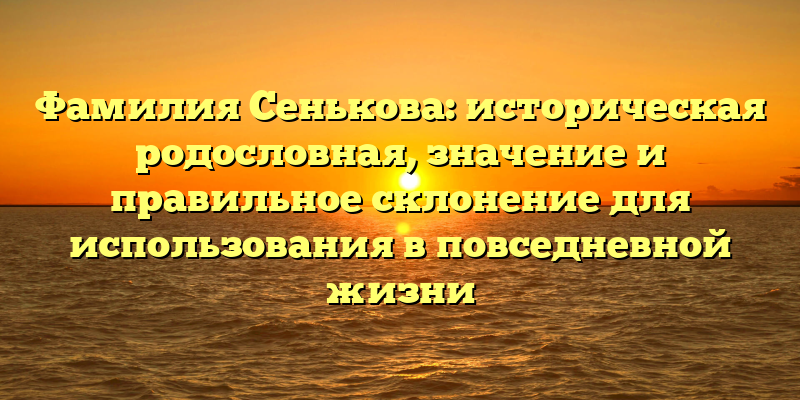 Фамилия Сенькова: историческая родословная, значение и правильное склонение для использования в повседневной жизни