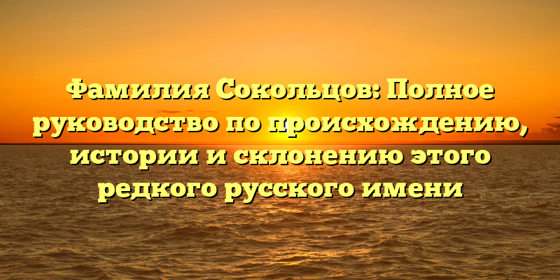 Фамилия Сокольцов: Полное руководство по происхождению, истории и склонению этого редкого русского имени