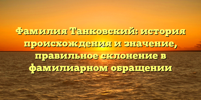 Фамилия Танковский: история происхождения и значение, правильное склонение в фамилиарном обращении