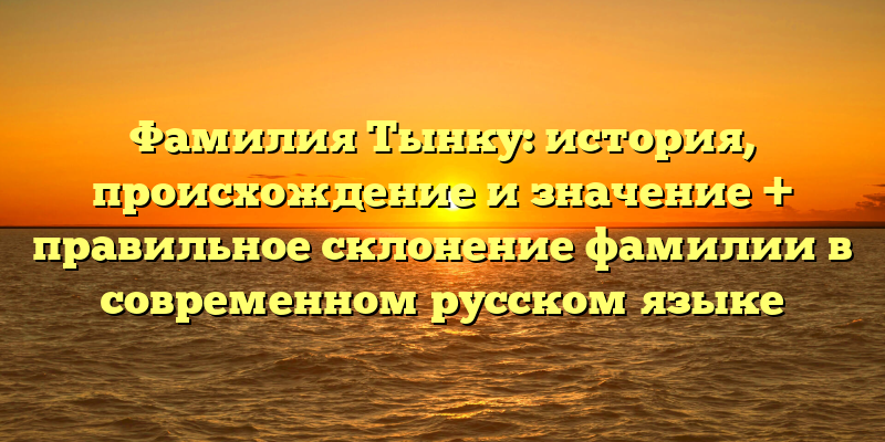 Фамилия Тынку: история, происхождение и значение + правильное склонение фамилии в современном русском языке