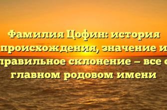 Фамилия Цофин: история происхождения, значение и правильное склонение — все о главном родовом имени Фамилия Цофин: история происхождения, значение и правильное склонение — все о главном родовом имени
