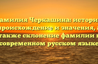 Фамилия Черкашина: история, происхождение и значения, а также склонение фамилии в современном русском языке Фамилия Черкашина: история, происхождение и значения, а также склонение фамилии в современном русском языке