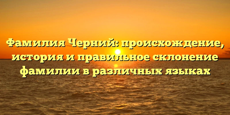 Фамилия Черний: происхождение, история и правильное склонение фамилии в различных языках Фамилия Черний: происхождение, история и правильное склонение фамилии в различных языках