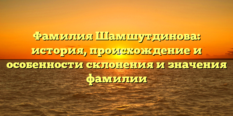 Фамилия Шамшутдинова: история, происхождение и особенности склонения и значения фамилии