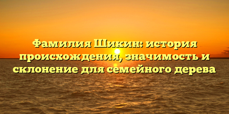 Фамилия Шикин: история происхождения, значимость и склонение для семейного дерева