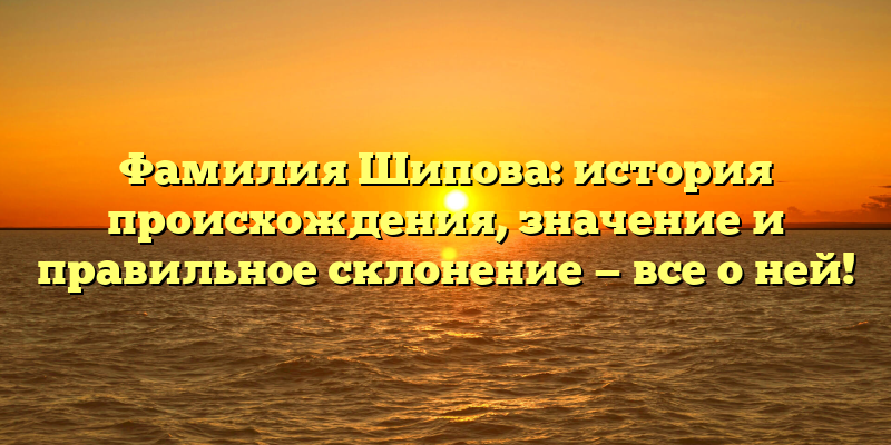 Фамилия Шипова: история происхождения, значение и правильное склонение — все о ней!
