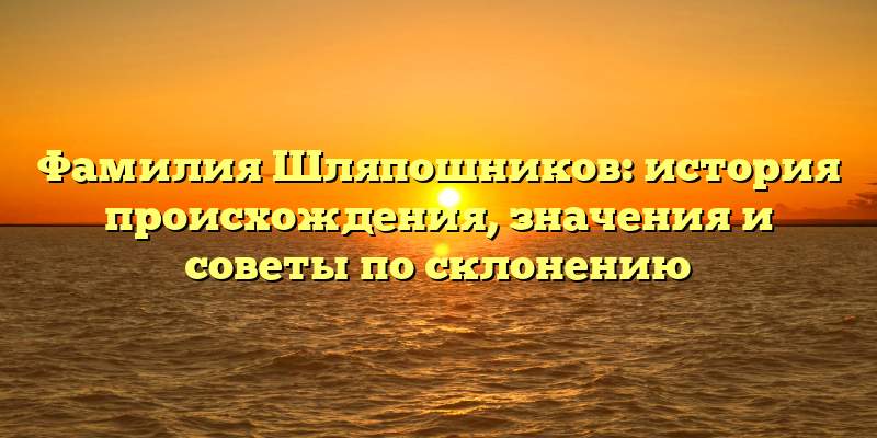 Фамилия Шляпошников: история происхождения, значения и советы по склонению