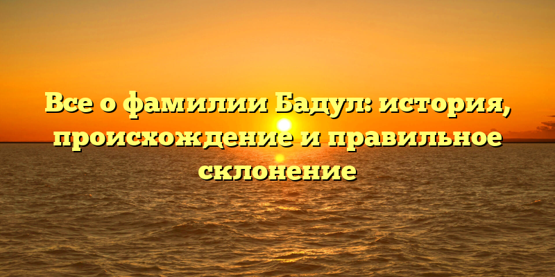 Все о фамилии Бадул: история, происхождение и правильное склонение