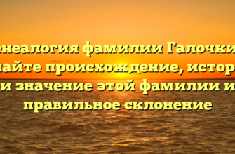 Генеалогия фамилии Галочкин: узнайте происхождение, историю и значение этой фамилии и правильное склонение Генеалогия фамилии Галочкин: узнайте происхождение, историю и значение этой фамилии и правильное склонение