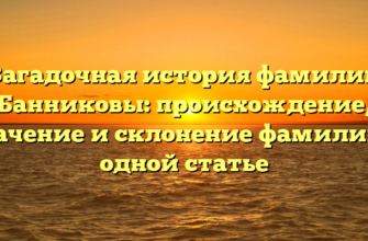 Загадочная история фамилии Банниковы: происхождение, значение и склонение фамилии в одной статье Загадочная история фамилии Банниковы: происхождение, значение и склонение фамилии в одной статье