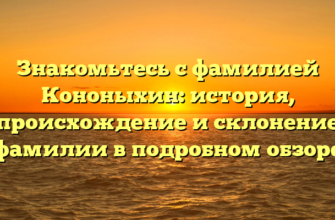 Знакомьтесь с фамилией Кононыхин: история, происхождение и склонение фамилии в подробном обзоре Знакомьтесь с фамилией Кононыхин: история, происхождение и склонение фамилии в подробном обзоре