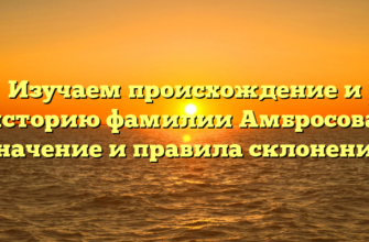 Изучаем происхождение и историю фамилии Амбросова: значение и правила склонения Изучаем происхождение и историю фамилии Амбросова: значение и правила склонения