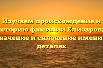 Изучаем происхождение и историю фамилии Елизарова: значение и склонение имени в деталях Изучаем происхождение и историю фамилии Елизарова: значение и склонение имени в деталях