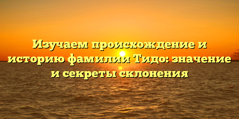Изучаем происхождение и историю фамилии Тидо: значение и секреты склонения