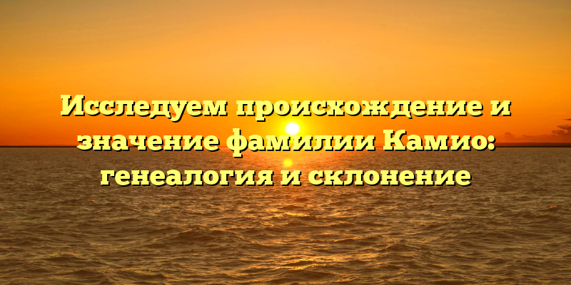 Исследуем происхождение и значение фамилии Камио: генеалогия и склонение