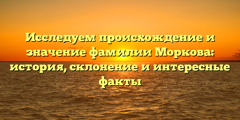 Исследуем происхождение и значение фамилии Моркова: история, склонение и интересные факты