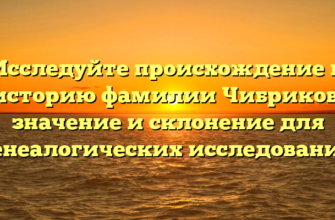 Исследуйте происхождение и историю фамилии Чибриков: значение и склонение для генеалогических исследований Исследуйте происхождение и историю фамилии Чибриков: значение и склонение для генеалогических исследований