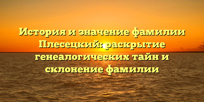 История и значение фамилии Плесецкий: раскрытие генеалогических тайн и склонение фамилии